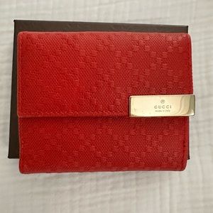 Gucci Red Canvas Bi-Fold Wallet